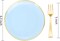 200Pcs Blue Gold Cake Plates with Plastic Forks - Serves 100 Guests